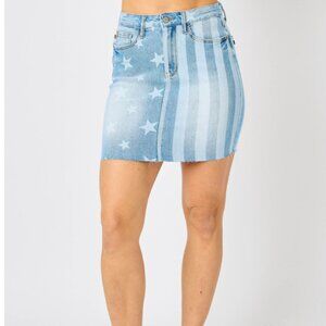 Judy Blue Light Blue Star and Stripe Mini Skirt